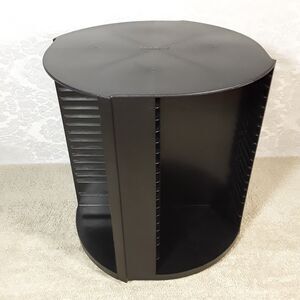 Vintage Laserline 80 CD Spinning Carousel, Rotating Storage Rack, black plastic